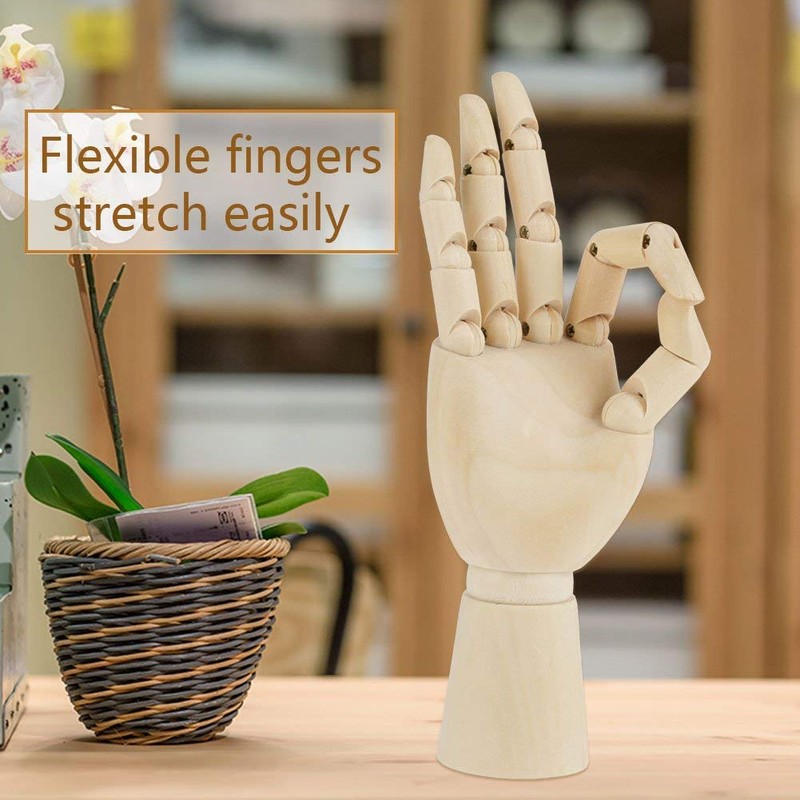 Wooden Hand Model, Mannequin Hand Flexible Movable Fingers Manikin Hand