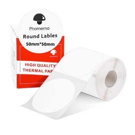 Phomemo M110 M120 M200 M220 Label Round Circle Label for Price, Name, Address, Logo, Barcode, 50 mm x 50 mm, White (1 Roll)