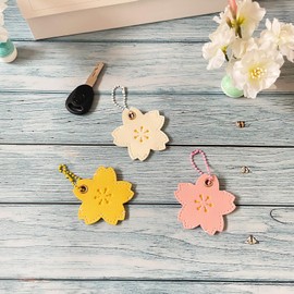 NATUAKE Key Cover, Sakura, Set of 3, PU Leather, Cute, Key Cover, Bag Charm, Stylish, Key Charm, Key Chain, Cherry Blossom, Flower, Leather, multicolor