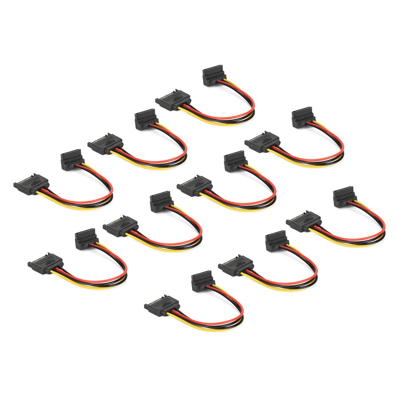 10 Pack SATA Cables 15 Pin 90 Degree Male to