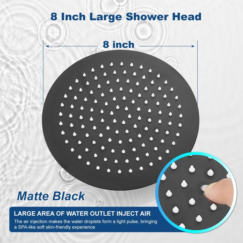 Midanya Round Rainfall Shower Head High Pressure Stainless Steel Waterfall