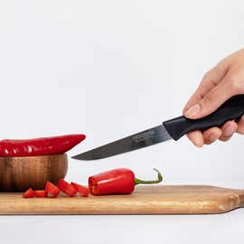 Brenium Paring Knife, 6-Piece Set, Knives with Straight Edge 4 Inch Blade, Stainless Steel, Spear Point, Fruit and Vegetable Cutting and Peeling, Black (Black, Straigt)