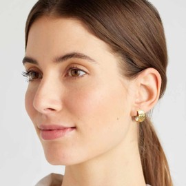 CHLOÉ LOVETT 14K Gold Hoop Earrings for Women Hypoallergenic Small Gold Hoop Earrings for Women Unique Chunky Womens Earring with Mesh Pattern Huggie Hoops 20mm