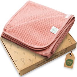 Jubi Baby Blanket 100% Cotton 70 x 100 cm - Soft Blanket for Newborns - Cuddly Baby Blanket for Prams & Bed - Oeko-Tex Certified - Beautiful Birth Gift (Pink)