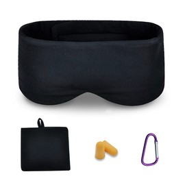 100% Modal Cotton Sleep Mask, Premium Eye Mask, Large Sleeping Mask, Night Mask with Adjustable Velcro Fastening for Men and Women, Super Soft and Comfortable for Night Sleep and Travel, Black