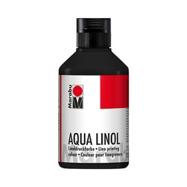 Marabu 15100013073 - Water-Based Lino Printing Ink, Smudgeproof, Black, 250 ml, for All High Pressure Techniques in School, Leisure and Graphic