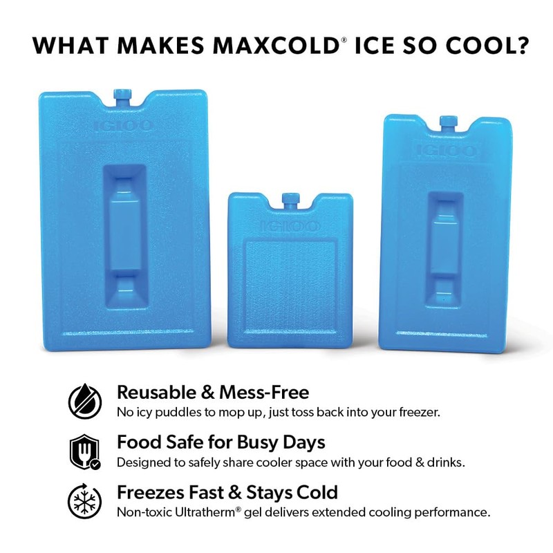 Igloo Maxcold Ice Blocks, Reusable Ice Packs for Coolers, Freezer