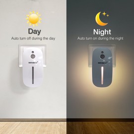 SENSKY Plug in Night Light 2 Levels Brightness Adjustable Soft Warm White Nightlight Lamps for Bathroom, Kitchen, Hallway, Stairs, Garages, 2-Pack (with Front Light and Back Light )