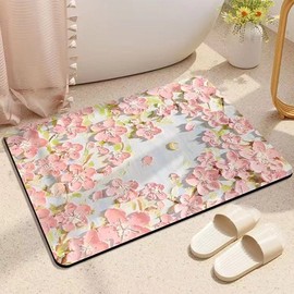 Household technology 1+1 washable beautiful flower diatomaceous earth mat, cherry blossom 2P / 살림의기술 1+1 세탁가능 뷰티풀 플라워 규조토 발매트, 벚꽃 2P