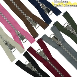 Wonesifee Metal Zippers 8pcs #5 Silver Separating Zippers Multicolor Y-Teeth Heavy Duty zips for Sewing Clothing Parka Down Jacket Outerwear Coat Crafts DIY Purses Bags (8colors, 24inches)