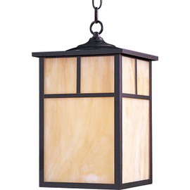 Maxim 4058HOBU Coldwater Mission Style Honey Glass Outdoor Pendant Hanging Lantern, 1-Light 16 Watt, 15"H x 9"W, Burnished