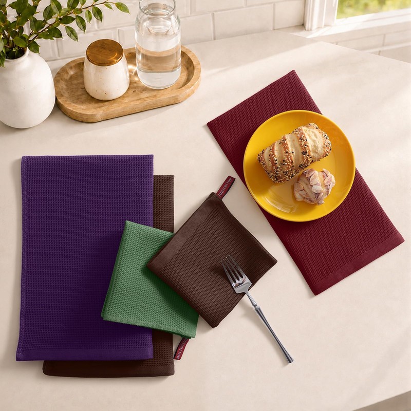Homaxy 100% Cotton Kitchen Towels and Dishcloths Set - 8