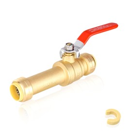 GUOFIS 3/4 Inch Slip Ball Valve,Push Shut-off Ball Valve,Plumbing Fittings to Connect PEX, Copper, CPVC, PE-RT, With A Disconnect Clip(Pack of 1)