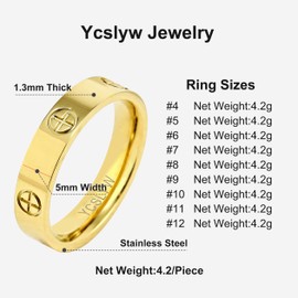 YCSLYW Ladies Stainless Steel Ring Love Friendship Ring Golden High Polish Stainless Steel Ring Wedding Jewelry Birthday, Mother's Day Birthday Gifts for Women.Size 5-10