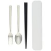 Tatsumiya 3302 3-Piece Set, Chopsticks, Spoon, Fork, White, Size: Approx.