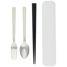 Tatsumiya 3302 3-Piece Set, Chopsticks, Spoon, Fork, White, Size: Approx. W 8.7 x D 1.7 x H 0.1 inches (22.2 x 4.4 x 2.9 x 3302