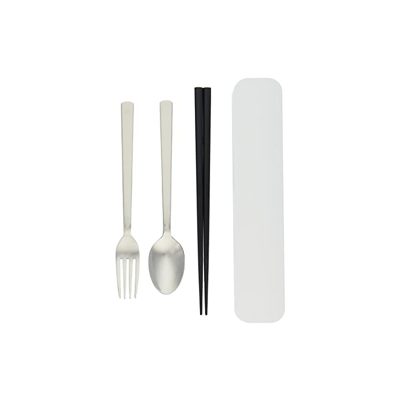 Tatsumiya 3302 3-Piece Set, Chopsticks, Spoon, Fork, White, Size: Approx.