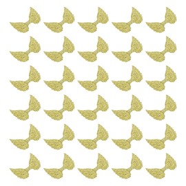 PATIKIL 30Pcs Angel Wings for Crafts, Glitter Mini Angel Wings Ornament Fabric Wings Sew on Doll Patches Embellishment for Hair Accessories DIY Crafts, Gold