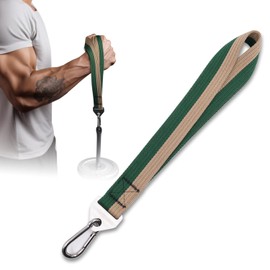 Double-Sewn Thick Arm Wrestling Training Strap with Stainless Steel Triangular Buckle – Durable Arm Wrestling Belt for Free Weights and Cable Machine Training (Green)