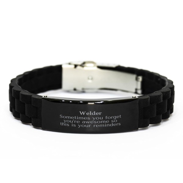 Sentimental Welder Black Glidelock Clasp Bracelet, Welder Sometimes you forget