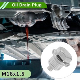 HOPESPANNER Universal Oil Drain Plug Anti Leakage Oil Pan Drain Bolt Screw Thread Repair Aluminum Copper 2 Set with Gasket Silver Tone White Magnetic M16x1.5
