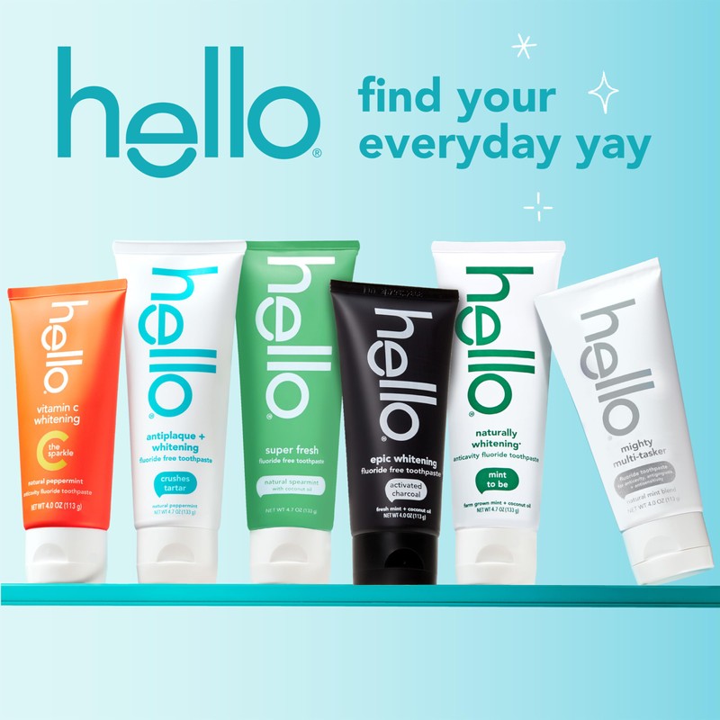 Hello Activated Charcoal Toothpaste, Fluoride Toothpaste with Activated Charcoal, Teeth