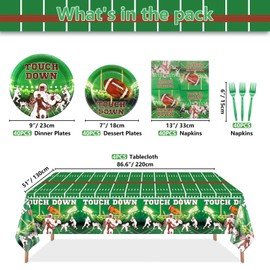 164Pcs Football Party Decorations - Including Football Plates and Napkins, Football Tablelcoth for Kids Fans Tailgate Gameday Football Party Supplies, Serve 40