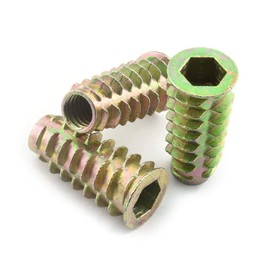 LQ Industrial 25pcs 5/16-18x1-1/5 Inch Furniture Screw-in Nut Zinc Alloy Bolt Fastener Connector Hex Socket Drive Threaded Insert Nuts for Wood Furniture 30mm