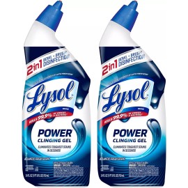 Lysol Toilet Bowl Cleaner Gel For Cleaning & Disinfecting, 24oz (Pack of 2)  - Power, Atlantic Fresh Scent - 2 Pack