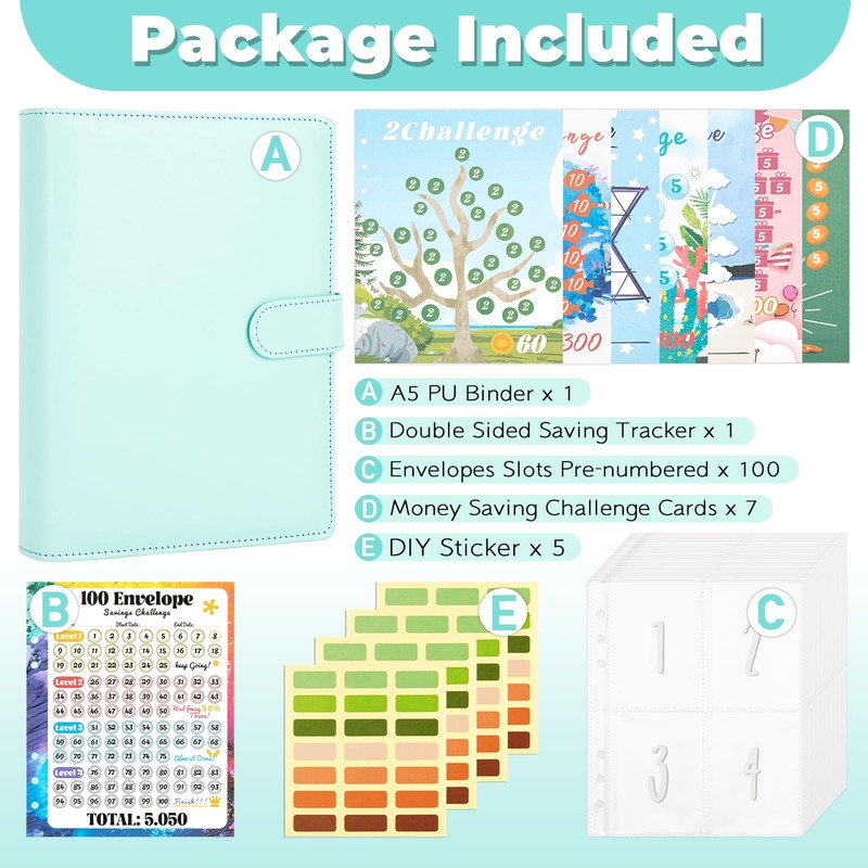 Onlyesh Ring Binder A5, Budget Planner with 100 Days Saving