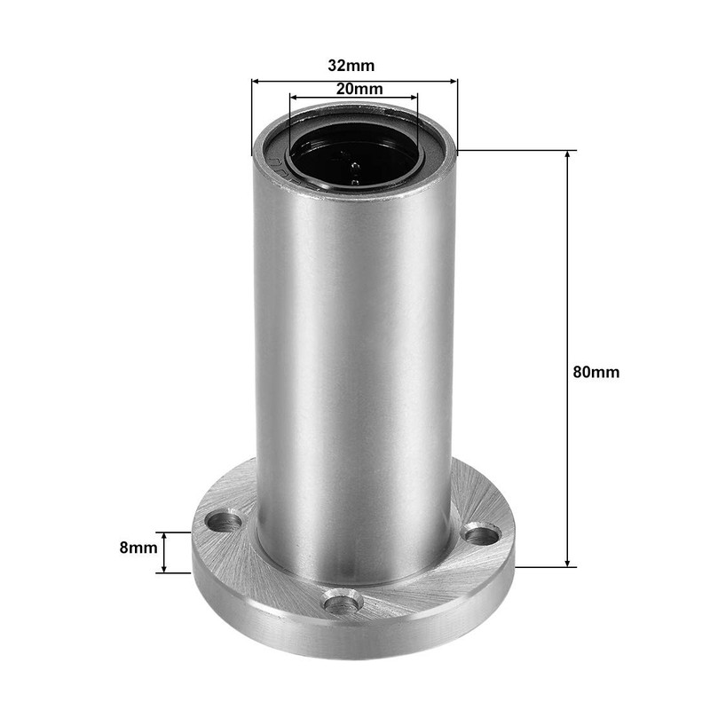 sourcing map 1pc LM20UU Extra Long Round Flange Linear Ball