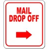 MAIL DROP OFF DIRECTIONAL RIGHT ARROW RED Aluminum Composite Outdoor