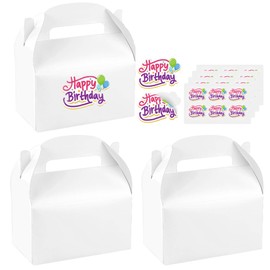 30 Piezas Cartón Colores Brillantes Tratar Cajas Favorece los Fiesta de Cumpleaños Bolsas, para Fiesta de Cumpleaños, Bodas, Eventos (White)