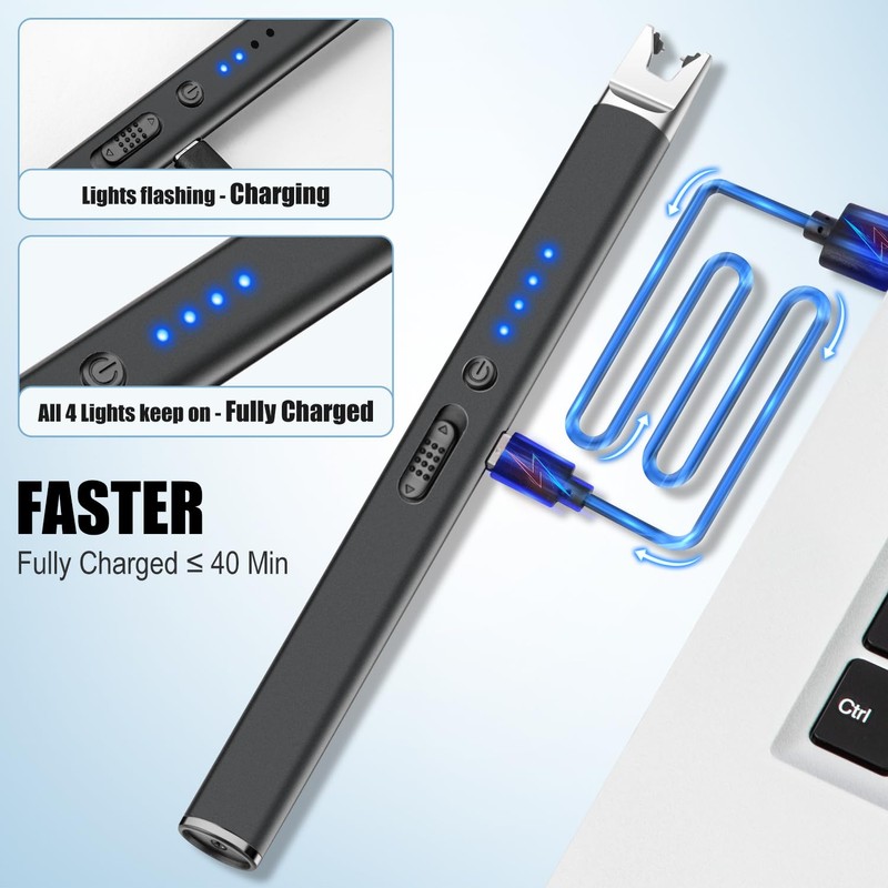 LcFun 2 Pack Candle Lighter Electric USB Rechargeable Plasma Arc