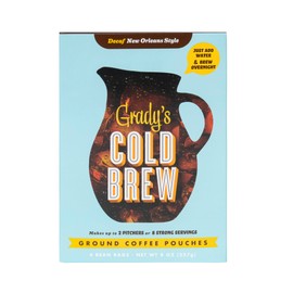 GRADY’S COLD BREW, New Orleans Style - DECAF, 100% Arabica Ground Coffee & Chicory Pouches, ONE Bundle of 4 Easy-to-Brew Bean Bags, Makes 12 drinks