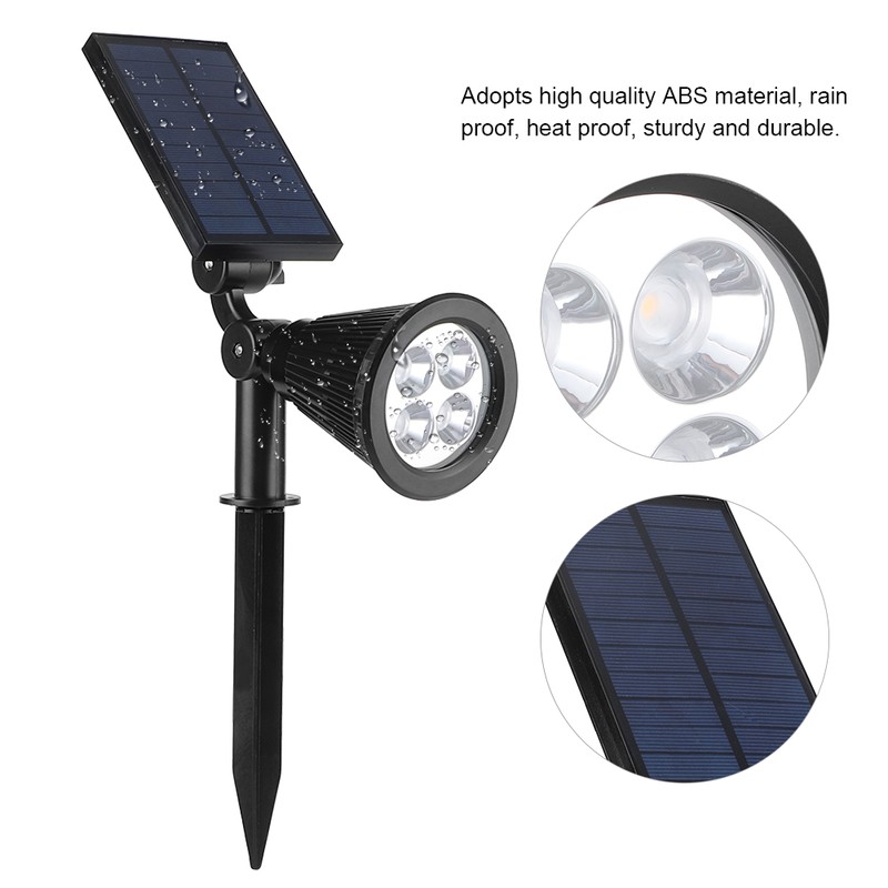 Solar Spotlight Waterproof 4LED Lawn Lights Landscape Lighting for Outdoor