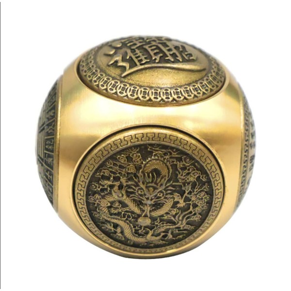 Antique-Style Brass Spherical Fidget Toy, with a six-Sided Design