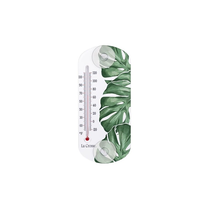 La Crosse 204-1520L 8-inch Analog Capillary Window Thermometer with Monstera