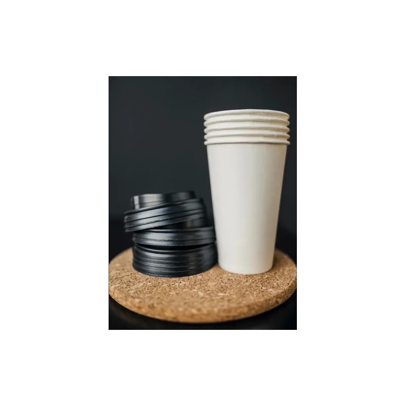 50 Vasos Desechables 12oz Para Café Kit Con Tapas Y