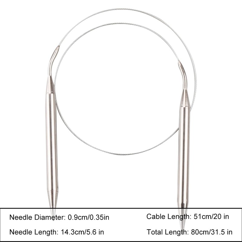 9MM Circular Knitting Needles - Stainless Steel Magic Loop for