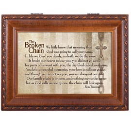 Cottage Garden Broken Chain Will Link Again Woodgrain Rope Trim Music Box Plays How Great Thou Art