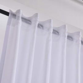 Megachest cotton look voile sheer slot top curtain a pair (cotton-look snow white, 56" wideX48 drop)