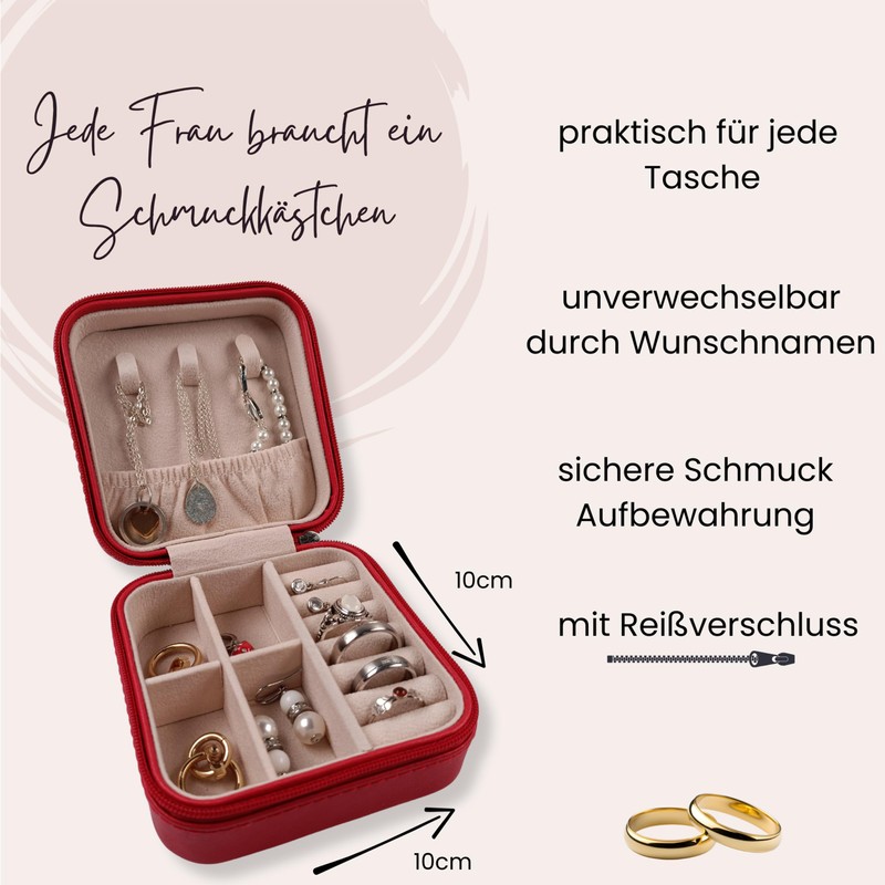 GRAZDesign Schmuckkästchen personalisiert mit Namen, klein in rot, Reise Schmuckschatulle