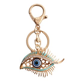 Evil Eye Keychain for Women, Cute Eye Key Chain, Sparkling Blue Eye Key Ring, Funny Eye Keychains, Punk Eye Fish Bone Keyring, Rhinestone Eye Keychain Accessories