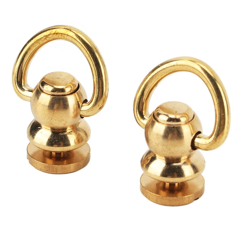12 Sets D Ring Stud Screw Gold Brass Metal Plating