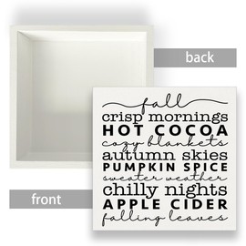 Autumn Fall Wooden Sign Fall Home Decor for Desk Table Shelf Tabletop, 5 x 5 Inches