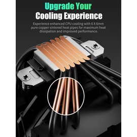 CPU Cooler Air, Dual Tower CPU Cooler with 120mm PWM Fan, 6 Heat Pipes CPU Air Cooler for AM5/AM4/AM3, Cooler for PC Compatible with Intel LGA 1700/1150/2011/2066/1151/1155/1156(Black)