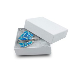 The Display Guys – Cardboard Jewelry Boxes With Cotton – 100 Pack – White Swirl – #11 (2 1/8" x 1 6/8" x 3/4")