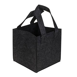 MIJOMA Felt Bottle Bag, Felt Bag for Bottlebag, Shopping Bag, Carry Bag with Dividers for Bottles, darkgray, Additional pocket