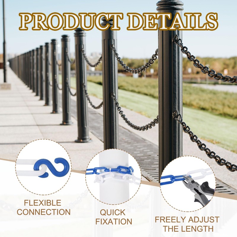 sourcing map Plastic Chain 20 FT/6.1 M, Safety Chain Blue